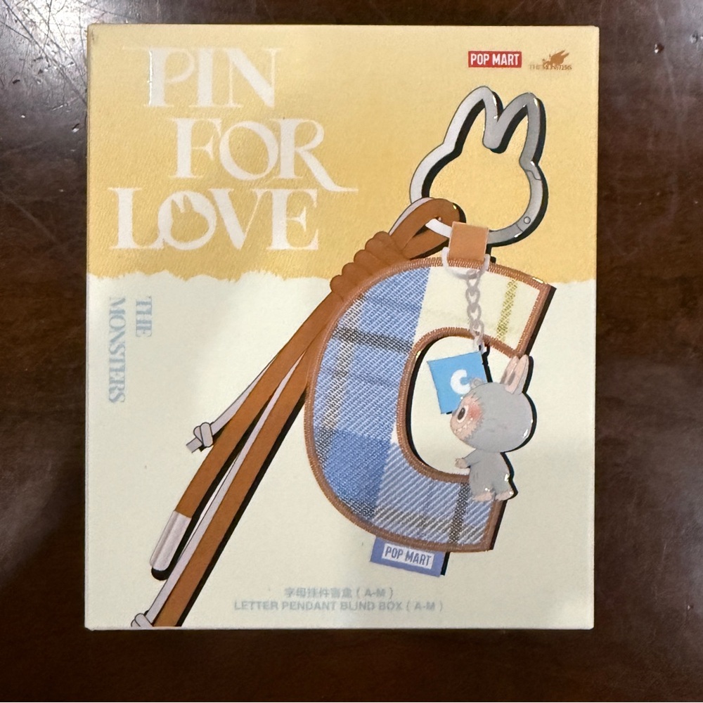 NWT Pop Mart Labubu The Monsters Pin for Love Letter I Pendant